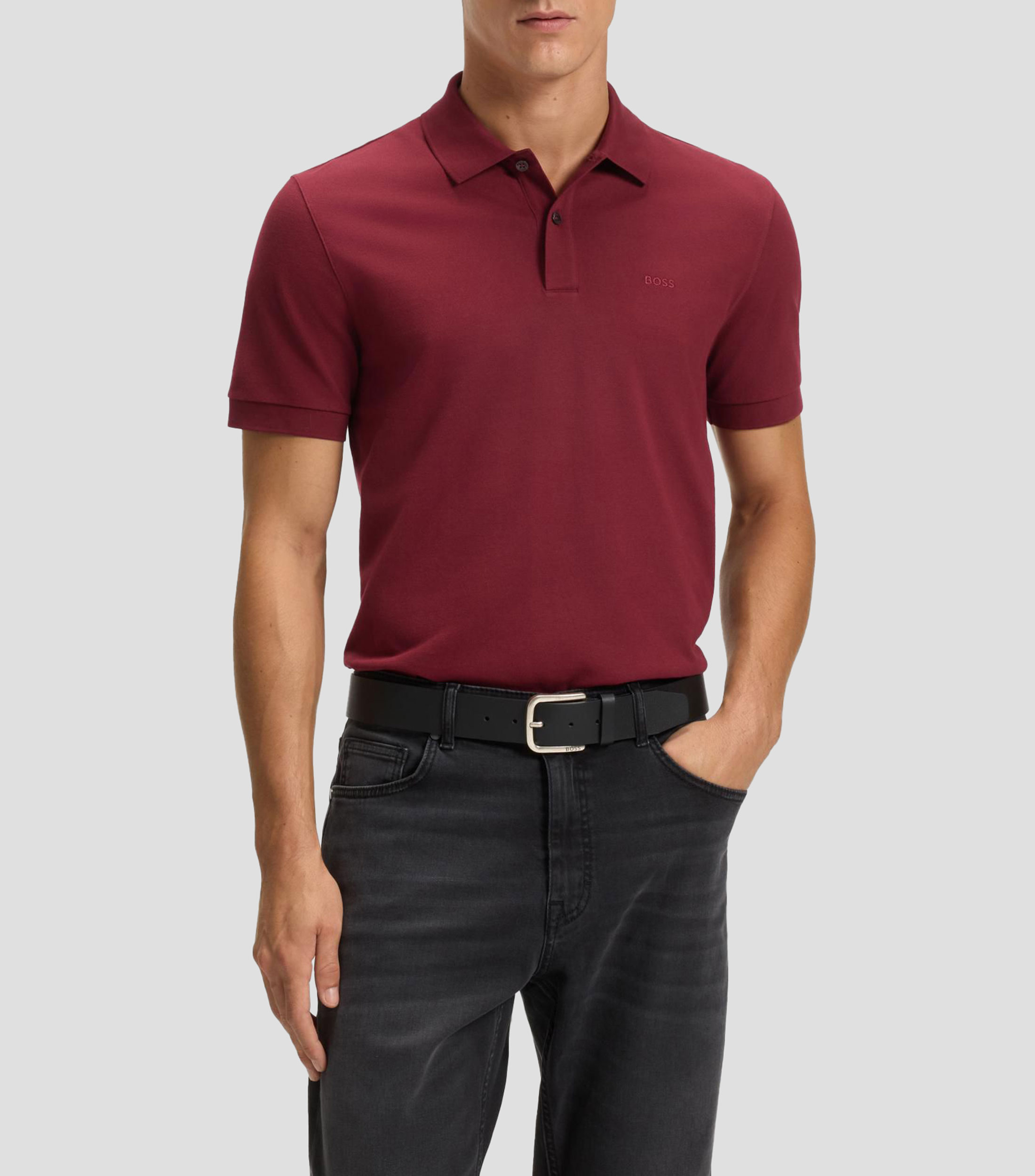 Playera tipo polo manga corta lisa Hombre